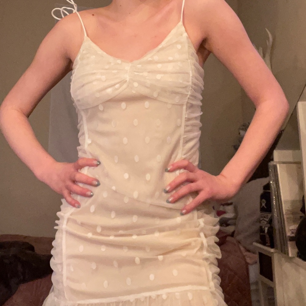 white polka dot dress